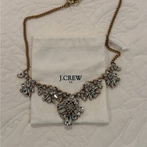 J. Crew Gold Necklace with Clear Crystal Clusters